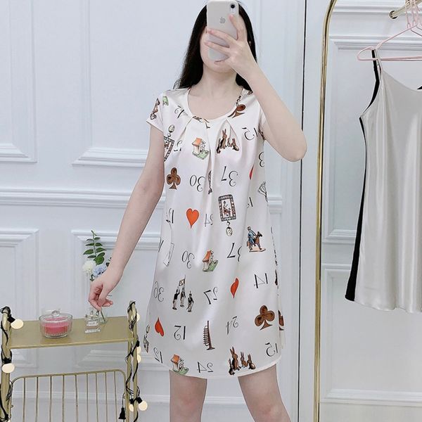 qzmuw ice silk women's printed fashionable and comfortable cute short-sleeved nightgown home clothes pajamas doll pajamas women's, Blue;red 
qzmuw ice silk women's printed fashionable and comfortable cute short-sleeved nightgown home clothes pajamas doll pajamas women's, Blue;red