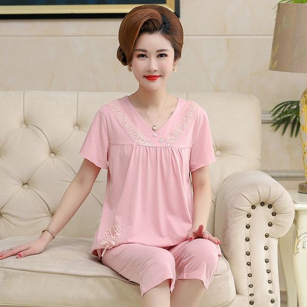 glsd9 large size clothes home furnishing clothing pajamas women summer cotton short-sleeved capri pants mother suit cotton women middle-aged, Blue;red
glsd9 large size clothes home furnishing clothing pajamas women summer cotton short-sleeved capri pants mother suit cotton women middle-aged, Blue;red