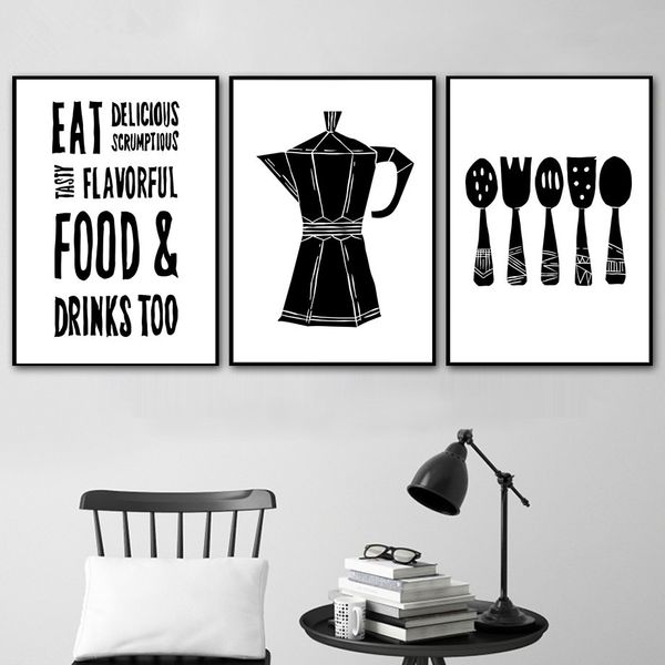 black white teapot spoon fork wall art canvas painting nordic posters and prints wall pictures for living room kitchen
black white teapot spoon fork wall art canvas painting nordic posters and prints wall pictures for living room kitchen