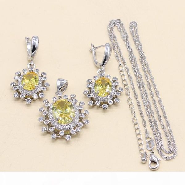 women wedding jewelry set 925 stamped silver earrings chain pendant extended bracelet yellow cubic zirconia christmas gift, Black
women wedding jewelry set 925 stamped silver earrings chain pendant extended bracelet yellow cubic zirconia christmas gift, Black
