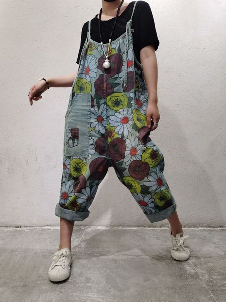 march nostalgic sling sling washed denim printed suspender pants women's loose korean style large size jumpsuit summer, Blue
march nostalgic sling sling washed denim printed suspender pants women's loose korean style large size jumpsuit summer, Blue