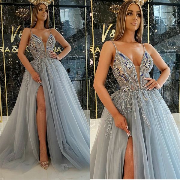 high-split beaded crystal prom dresses spaghetti strap sweep train evening dress party wear sleeveless custom made luxury formal gowns, Black
high-split beaded crystal prom dresses spaghetti strap sweep train evening dress party wear sleeveless custom made luxury formal gowns, Black