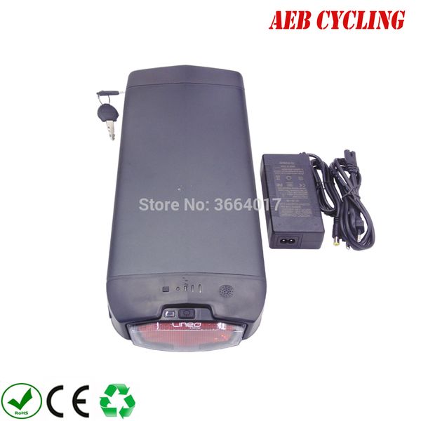 Image of Free shipping 250W-1000W Ebike 18650 battery pack 48V 11.6Ah RB-1 rear rack Li-ion electric bicycle for city bike