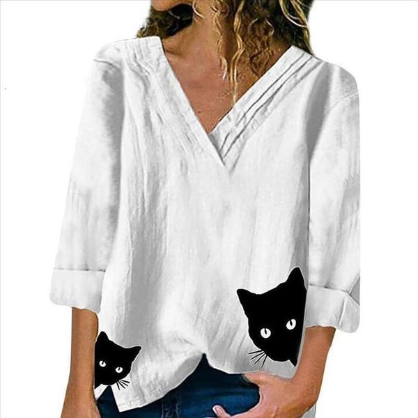 women blouses cotton and linen cat printing v collar long sleeves shirt blusas elegantes de mujer 2020 blusaa mujer, White
women blouses cotton and linen cat printing v collar long sleeves shirt blusas elegantes de mujer 2020 blusaa mujer, White