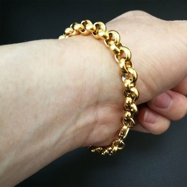 316l stainless steel gold tone fashion cool bracelet bangle jewelry in 18-24cm length, Black
316l stainless steel gold tone fashion cool bracelet bangle jewelry in 18-24cm length, Black