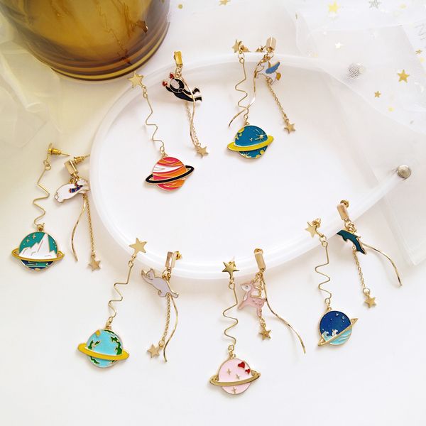 korean sweet temperament cute color planet funny small animal long dangle earrings female fashion asymmetry ear clip, Silver
korean sweet temperament cute color planet funny small animal long dangle earrings female fashion asymmetry ear clip, Silver