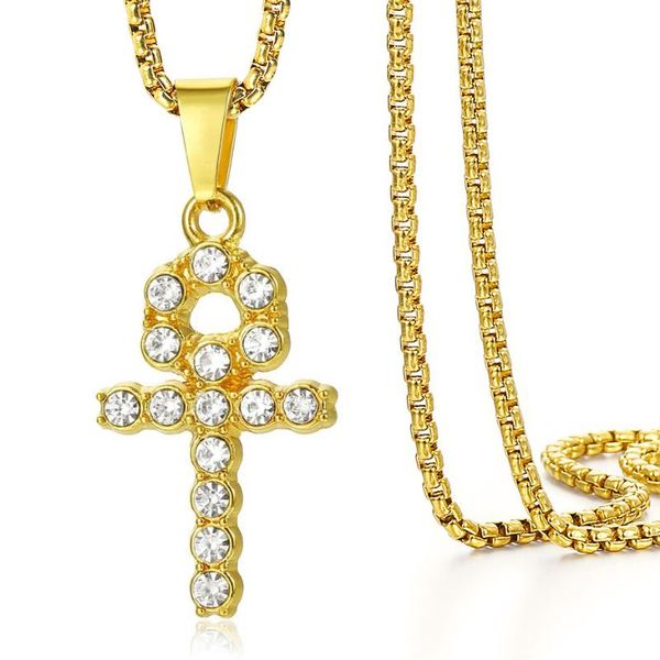 fashion iced out egypt ankh key cross pendant necklace for women men yellow gold color paved clear rhinestones box chain gp113b, Silver
fashion iced out egypt ankh key cross pendant necklace for women men yellow gold color paved clear rhinestones box chain gp113b, Silver