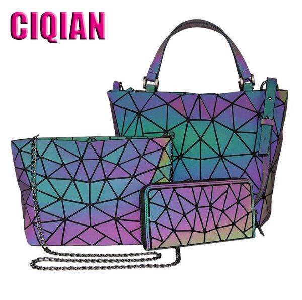 fashion 1set luminous bag women geometric shoulder bags hologram tote quilted folding handbags geometry bag large capacity purse
fashion 1set luminous bag women geometric shoulder bags hologram tote quilted folding handbags geometry bag large capacity purse
