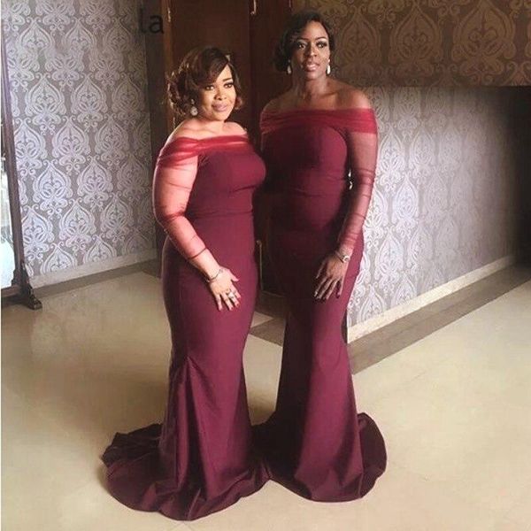 burgundy mermaid bridesmaid dresses off shoulder long sleeve garden plus size wedding guest party gown maid of honor dress custom c29, White;pink
burgundy mermaid bridesmaid dresses off shoulder long sleeve garden plus size wedding guest party gown maid of honor dress custom c29, White;pink