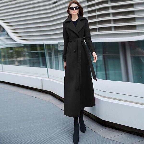 women 2020 new arrival winter woolen coats female fashion solid color outwear ladies slim clothing with belt long overcoat l44, Black
women 2020 new arrival winter woolen coats female fashion solid color outwear ladies slim clothing with belt long overcoat l44, Black