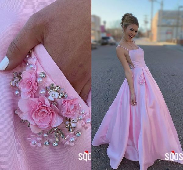 lovely pink 3d flowers prom evening dresses spaghetti straps with pockets beaded sequined satin a line party evening gowns princess, Black
lovely pink 3d flowers prom evening dresses spaghetti straps with pockets beaded sequined satin a line party evening gowns princess, Black