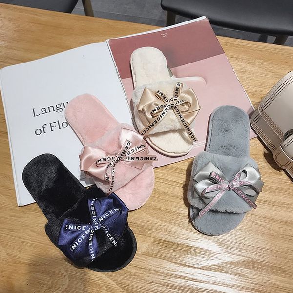nwe plush slippers word drag bow female flat home indoor slippers non-slip winter plush cotton slippers, Black
nwe plush slippers word drag bow female flat home indoor slippers non-slip winter plush cotton slippers, Black