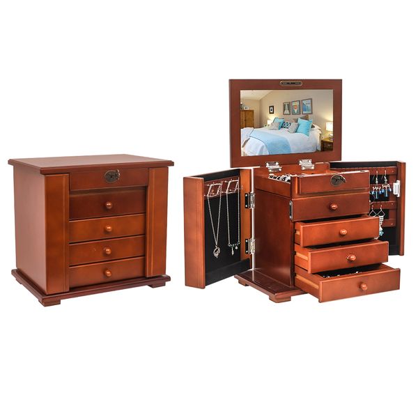 new 4 drawer 5 layer wooden jewelry box with double door brown dresser jewelry storage display cabinet for jewelry storage enthusiasts
new 4 drawer 5 layer wooden jewelry box with double door brown dresser jewelry storage display cabinet for jewelry storage enthusiasts
