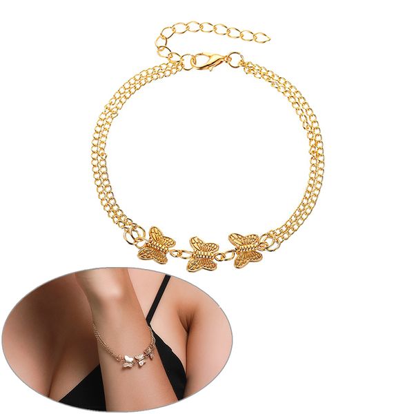 european and american new anklet ins non-mainstream metal texture 3 butterfly anklet normcore style simple double layer, Golden;silver
european and american new anklet ins non-mainstream metal texture 3 butterfly anklet normcore style simple double layer, Golden;silver