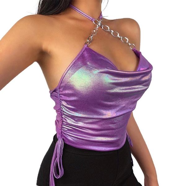 women's tanks & camis fashion neck-hanging wrapped slimming sleeveless pleated drawstrings hollow twist chain clubwear party, White
women's tanks & camis fashion neck-hanging wrapped slimming sleeveless pleated drawstrings hollow twist chain clubwear party, White