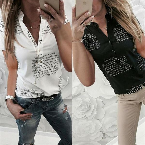 summer women fashion white black blouse letters printed v neck short sleeve shirts female blusas plus size 3xl
summer women fashion white black blouse letters printed v neck short sleeve shirts female blusas plus size 3xl