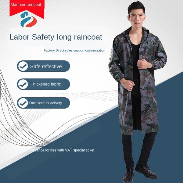 6ruyc camouflage mid-length outdoor reflective camouflage one-piece rain mid-length outdoor reflective motorcycle bicyclebicycle bicyclebicy, Red;brown