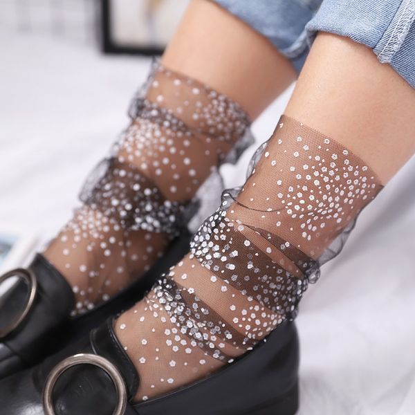 women socks summer dot tulle socks women transparent ultra-thin breathable mesh female dress sock streetwear, Black;white
women socks summer dot tulle socks women transparent ultra-thin breathable mesh female dress sock streetwear, Black;white