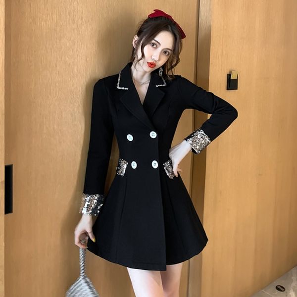 2020 autumn clothes net red fashion temperament double-breasted slim slimming all-match suit collar coat dress female, White;black
2020 autumn clothes net red fashion temperament double-breasted slim slimming all-match suit collar coat dress female, White;black