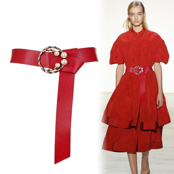 soft pu leather belt long design women's fashion solid color belts alloy circle buckle inlaid pearl waistbands wide women dress, Black;brown
soft pu leather belt long design women's fashion solid color belts alloy circle buckle inlaid pearl waistbands wide women dress, Black;brown