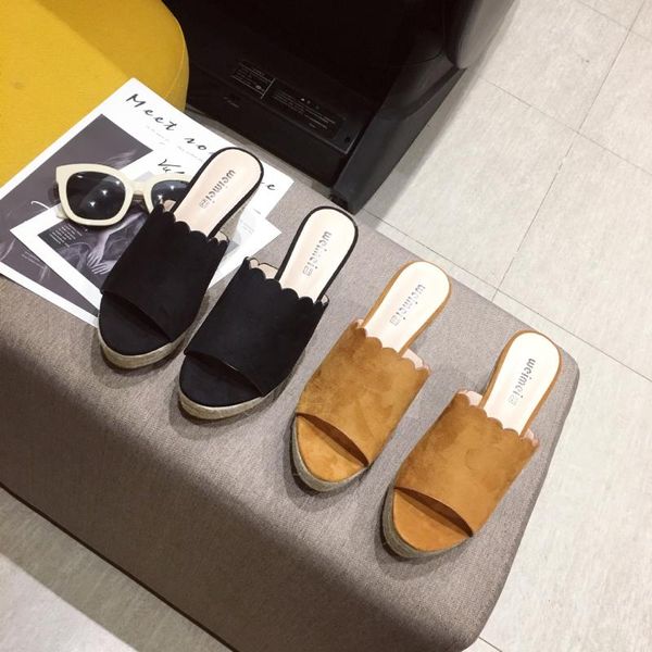 low high-heeled shoes lady flock house slippers platform slides slipers women peep toe fashion on a wedge heels 2020 luxury, Black
low high-heeled shoes lady flock house slippers platform slides slipers women peep toe fashion on a wedge heels 2020 luxury, Black