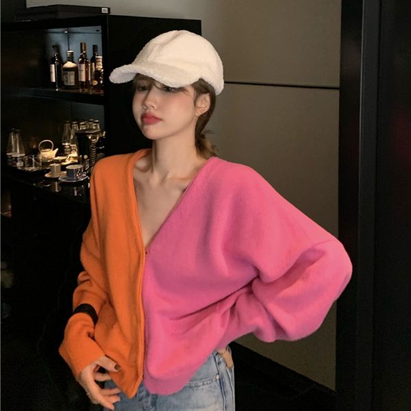 v neck match color single breasted knit cardigans sweater long sleeve pocket loose pull femme coat korean autumn, White;black
v neck match color single breasted knit cardigans sweater long sleeve pocket loose pull femme coat korean autumn, White;black