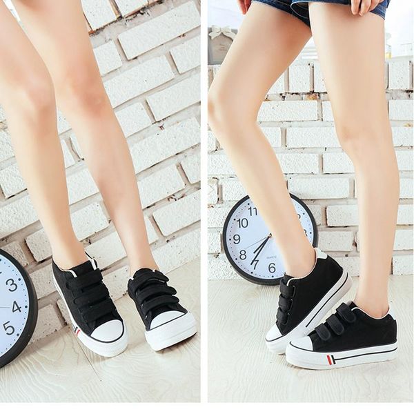 spring hook and loop canvas shoes women's with thick soles white casual korean version of board student tide, Black
spring hook and loop canvas shoes women's with thick soles white casual korean version of board student tide, Black