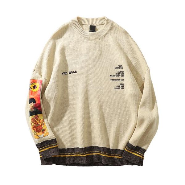 2020 мужчины хип-хоп свитер пуловер streetwear гог картина вышивка вязаный свитер ретро урожай осень свитера хлопок, Black
2020 мужчины хип-хоп свитер пуловер streetwear гог картина вышивка вязаный свитер ретро урожай осень свитера хлопок, Black
