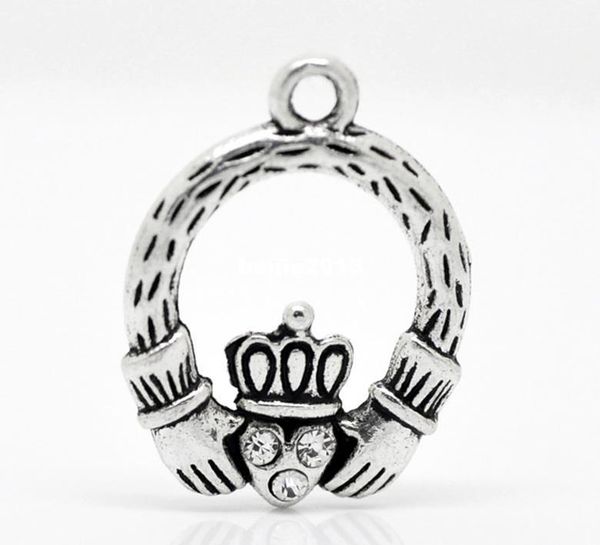 100pcs antique silver tone rhinestone claddagh ring charm pendants 25x18mm jewelry findings /making diy wholesale j0506f, Bronze;silver
100pcs antique silver tone rhinestone claddagh ring charm pendants 25x18mm jewelry findings /making diy wholesale j0506f, Bronze;silver