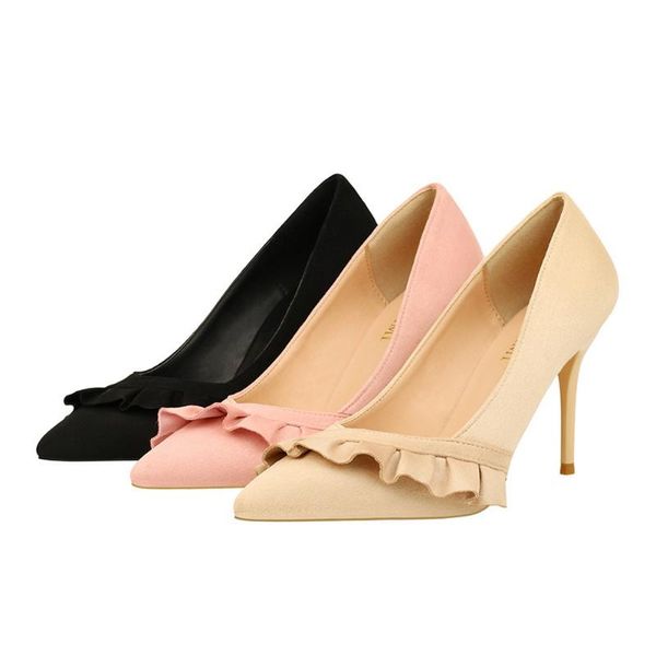 2020 new fashion pointy-toe pump women fine with lotus leaf decoration pumps suede low-cut vamp high heels party heels, Black
2020 new fashion pointy-toe pump women fine with lotus leaf decoration pumps suede low-cut vamp high heels party heels, Black