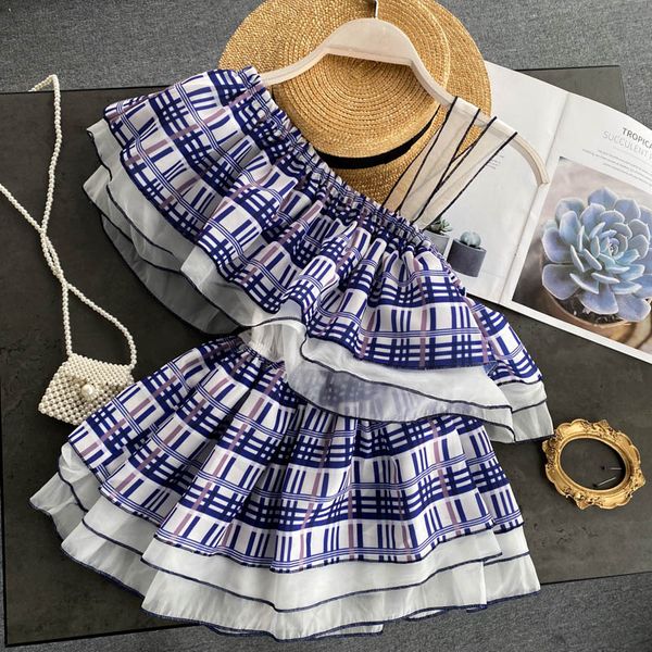 women holiday striped plaid straps women blouses summer sweet woman ruffles off shoulder blouse, White
women holiday striped plaid straps women blouses summer sweet woman ruffles off shoulder blouse, White