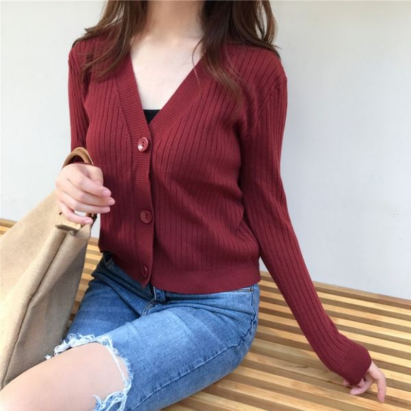 v-neck knitted cardigan season new chic short coat all-match sweater outerwear long sleeve short coat for women, White;black
v-neck knitted cardigan season new chic short coat all-match sweater outerwear long sleeve short coat for women, White;black