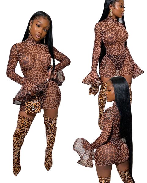ly5809 european and american women's clothing recommended leopard print mesh flared sleeve dress 2020, Black;gray
ly5809 european and american women's clothing recommended leopard print mesh flared sleeve dress 2020, Black;gray