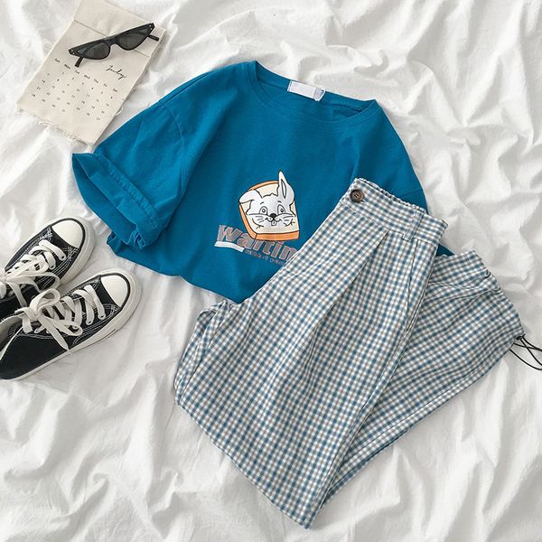мода плед pant set женщины повседневная синий с коротким рукавом футболка + высокая талия формальные длинные pant trouse две пьесы набор twi, White
мода плед pant set женщины повседневная синий с коротким рукавом футболка + высокая талия формальные длинные pant trouse две пьесы набор twi, White
