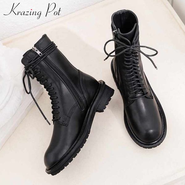 krazing pot internet popular leisure lace up cow leather boots round toe med heels keep warm women side zip mid-calf boots l89, Black
krazing pot internet popular leisure lace up cow leather boots round toe med heels keep warm women side zip mid-calf boots l89, Black