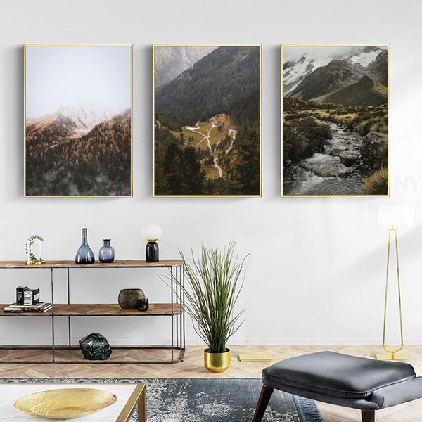 mountain forest picture nature scenery poster nordic landscape print wall art canvas painting for living room decoration
mountain forest picture nature scenery poster nordic landscape print wall art canvas painting for living room decoration