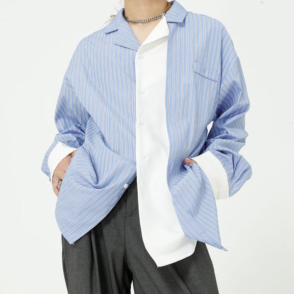new male women streetwear hip hop loose shirt men long sleeve casual stripe white splice shirt, White;black
new male women streetwear hip hop loose shirt men long sleeve casual stripe white splice shirt, White;black