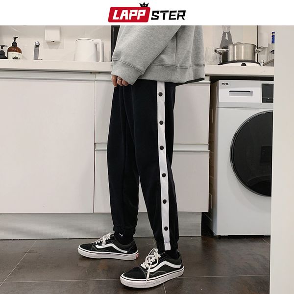 lappster men black side striped button sweat pants 2020 overalls mens korean hip hop joggers male japanese streetwear trousers
lappster men black side striped button sweat pants 2020 overalls mens korean hip hop joggers male japanese streetwear trousers