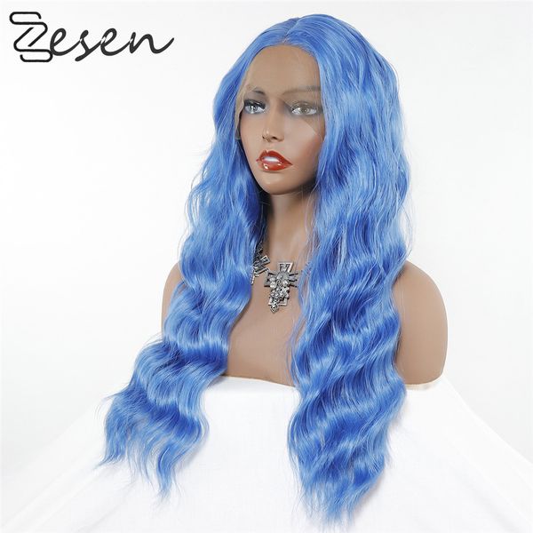 zesen 13x4 long blue lace front wig with medium part wave synthetic wig glueless heat resistant pre plucked for women baby hair, Black
zesen 13x4 long blue lace front wig with medium part wave synthetic wig glueless heat resistant pre plucked for women baby hair, Black