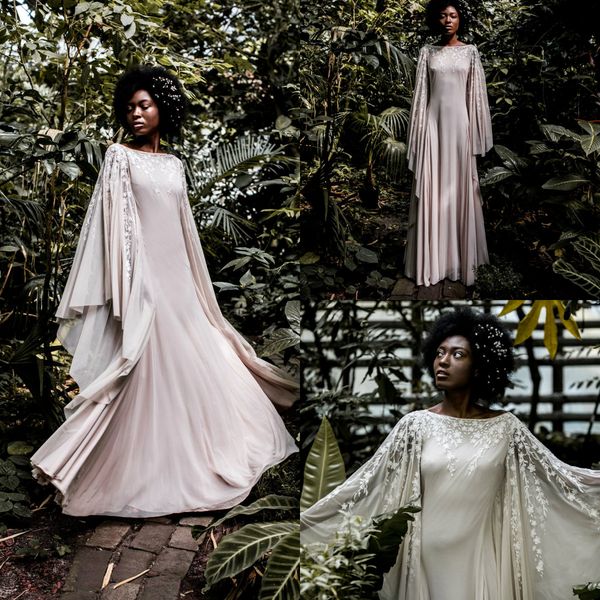 pale pink long sleeves wedding dresses a line bridal gowns chiffon backless plus size custom made lace appliques, White
pale pink long sleeves wedding dresses a line bridal gowns chiffon backless plus size custom made lace appliques, White