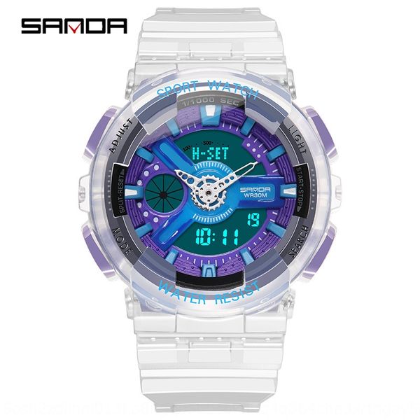 ecu2a sanda luminous new watch men's and women's transparent watch waterproof multi-functional luminous sports double display high, Blue
ecu2a sanda luminous new watch men's and women's transparent watch waterproof multi-functional luminous sports double display high, Blue