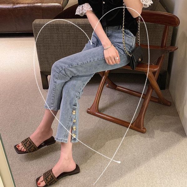 summer 2020 new stretch slightly bold high waist jeans women's split leg straight pants loose little pants, Blue
summer 2020 new stretch slightly bold high waist jeans women's split leg straight pants loose little pants, Blue