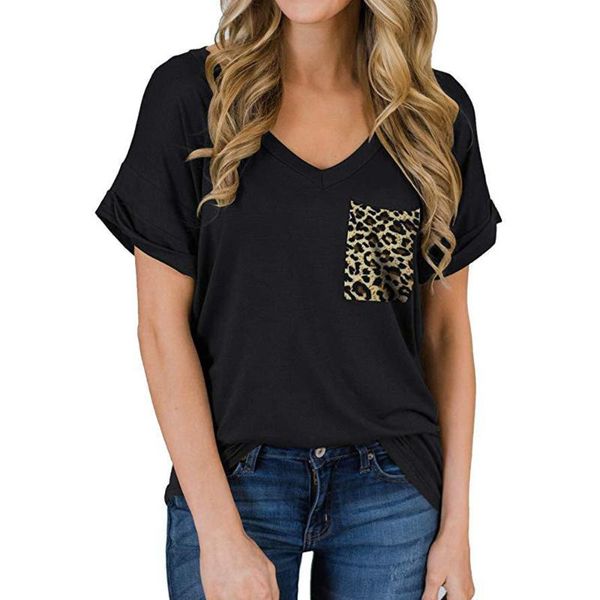 v-neck t-shirt women short sleee tee 2020 summer leopard pocket t shirt women casual streetwear for female summer tee, Black;blue
v-neck t-shirt women short sleee tee 2020 summer leopard pocket t shirt women casual streetwear for female summer tee, Black;blue