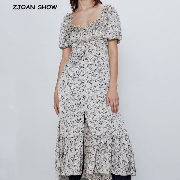 2020 french small floral print short sleeve dress for woman square collar hem ruffles single-breasted buttons dresses vestido, Black;gray
2020 french small floral print short sleeve dress for woman square collar hem ruffles single-breasted buttons dresses vestido, Black;gray