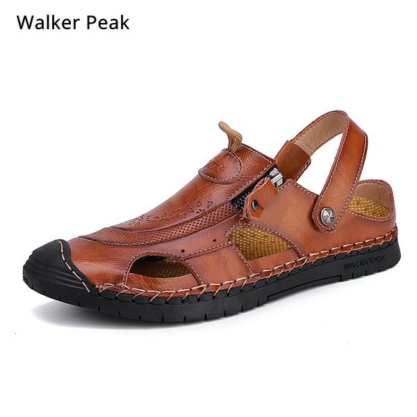 fashion summer mens sandals genuine leather flats casual non-slip shoes beach outdoor men driving shoes closed toe walkerpeak, Black
fashion summer mens sandals genuine leather flats casual non-slip shoes beach outdoor men driving shoes closed toe walkerpeak, Black