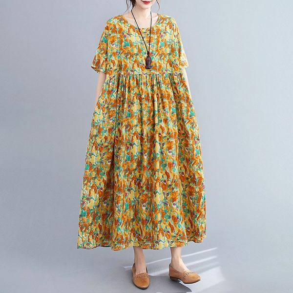 casual dresses johnature 2021 summer simple comfortable retro print o-neck pockets short sleeve dress loose plus size women fashion, Black;gray
casual dresses johnature 2021 summer simple comfortable retro print o-neck pockets short sleeve dress loose plus size women fashion, Black;gray