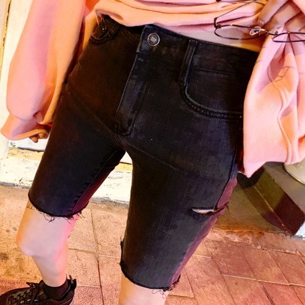fat mm2019 new large size women's clothing fashion slim slim hole nine nine pantsshorts ankle-length pants denim shorts cropped pants, Blue
fat mm2019 new large size women's clothing fashion slim slim hole nine nine pantsshorts ankle-length pants denim shorts cropped pants, Blue