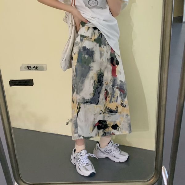 pinted summer skirt women high elastic waist long straight skirt vintage designer split loose with lining harajuku x240, Black
pinted summer skirt women high elastic waist long straight skirt vintage designer split loose with lining harajuku x240, Black