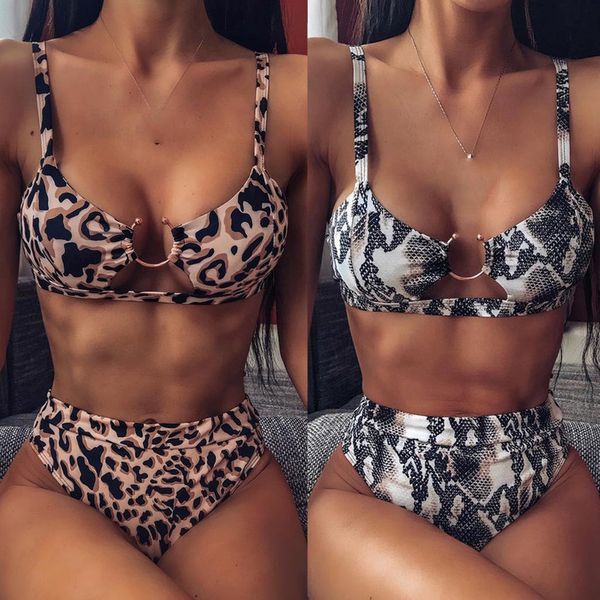 women bikini set leopard printed metal ring two piece swimwear hight waist swimsuit summer bathing suit beachwear biquini, White;black
women bikini set leopard printed metal ring two piece swimwear hight waist swimsuit summer bathing suit beachwear biquini, White;black