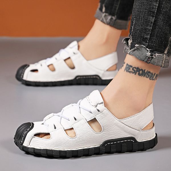 men's sandals leather sport close toes sandals casual soft sole beach slippers for summer big size 47 48, Black
men's sandals leather sport close toes sandals casual soft sole beach slippers for summer big size 47 48, Black